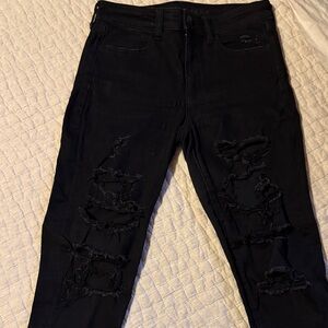 American Eagle Outfitters Black Ripped Skinny Jeans